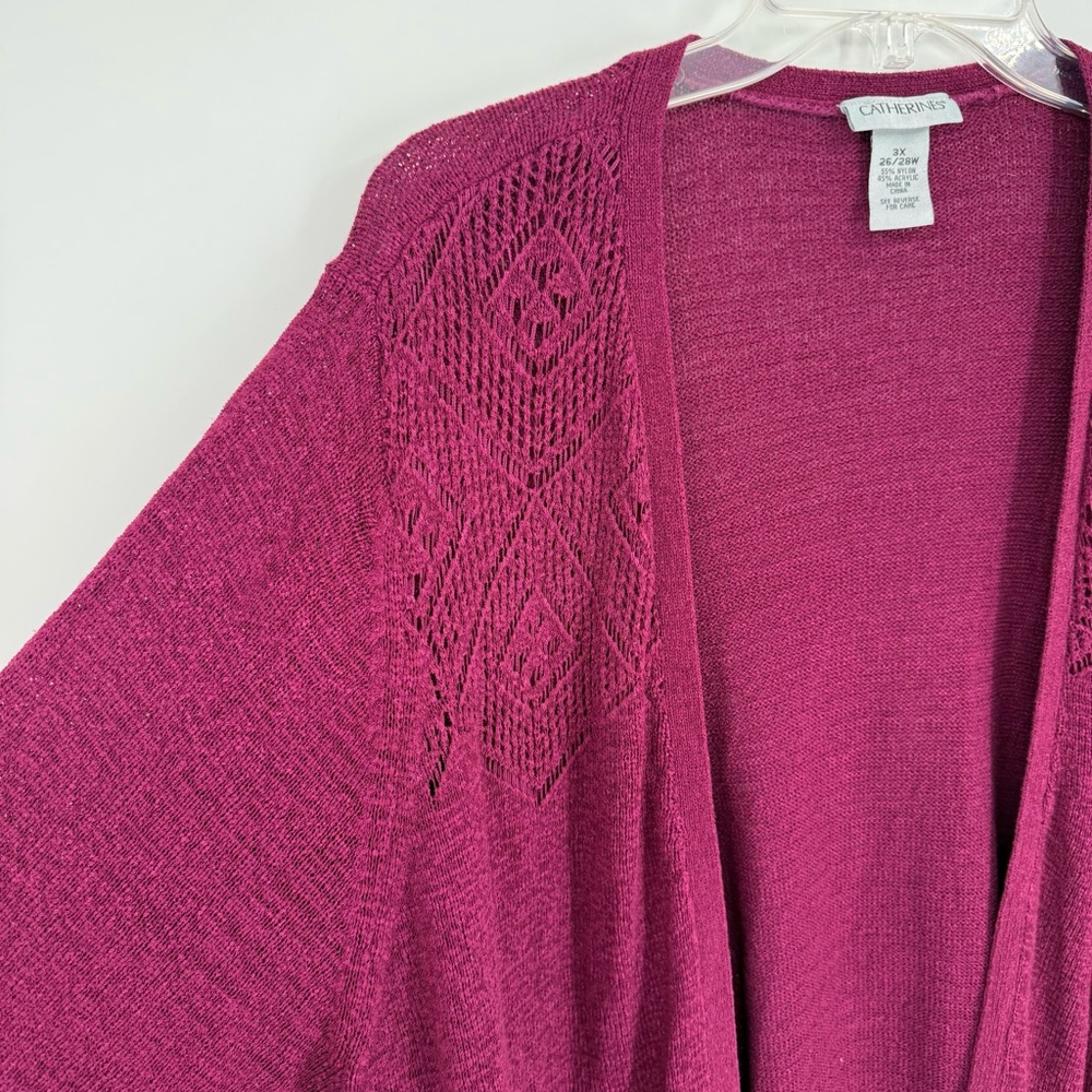 Catherines Open Front Cardigan Sweater Size 3X Short Sleeves Purple Cutouts - Picture 5 of 9